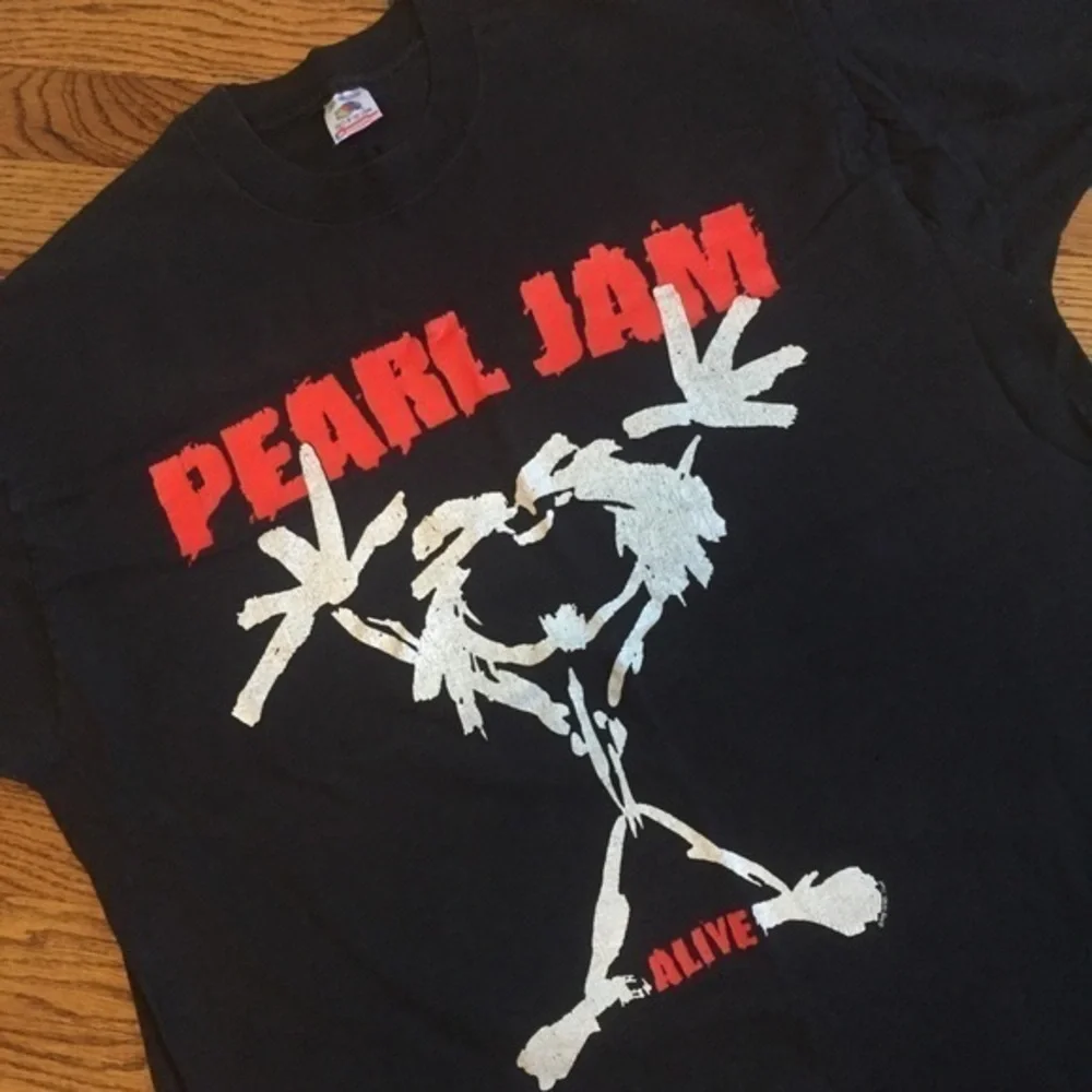 1993 Vintage Men’s Women’s Black Pearl Jam Band Alive Stickman Cotton Tee Sz XL - Picture 7 of 16